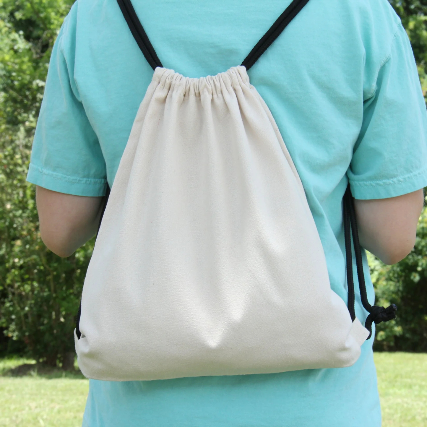 Cinch Drawstring Tote Bag BackPack - White