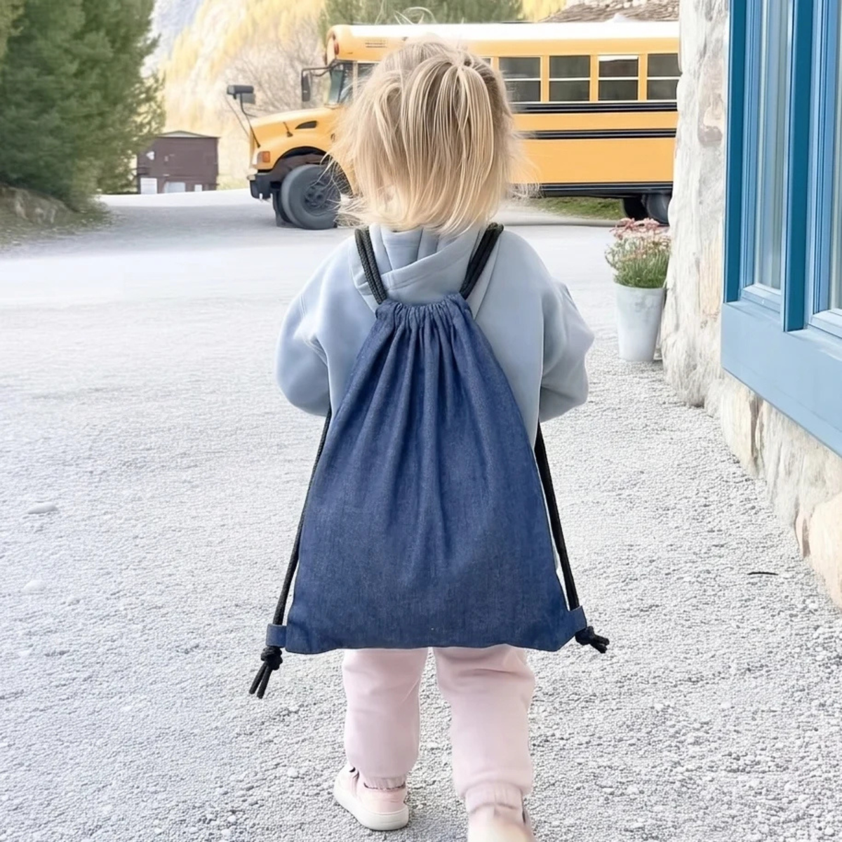 Cinch Drawstring Tote Bag BackPack - Navy