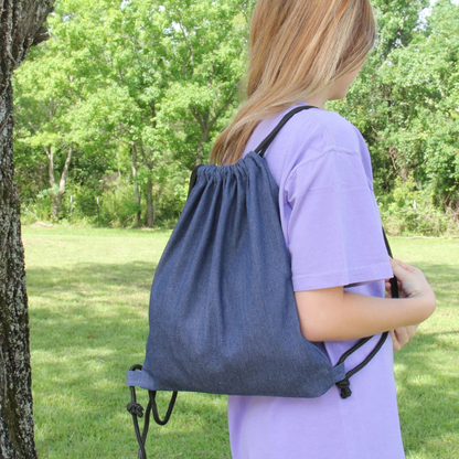 Cinch Drawstring Tote Bag BackPack - Navy