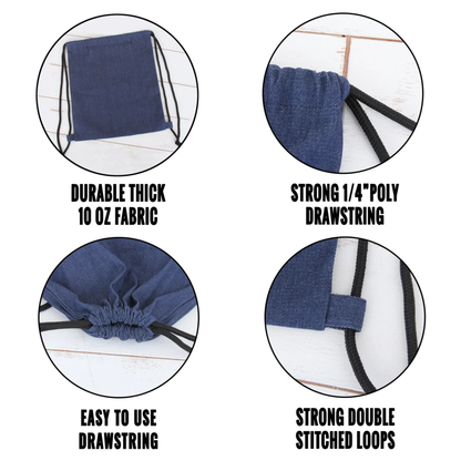Cinch Drawstring Tote Bag BackPack - Navy